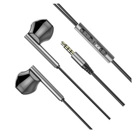 TEHAUX 1pc Metal in Ear Gaming Earphone with Microphone Heavy Bass Durable Headset for Laptop and Mobile Devices for Gamers Students and Office Use Black