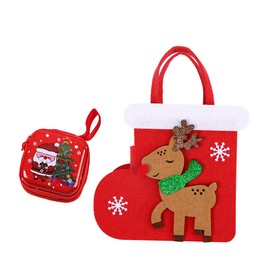 DHinkyoung Felt Christmas Treat Bags and Candy Box, Reusable Christmas Doll Gift Bags, Knitted Doll Gift Bags+Coin Purse for Children Holiday Parties Xmas Tree Hanging Decorations (Stockings)
