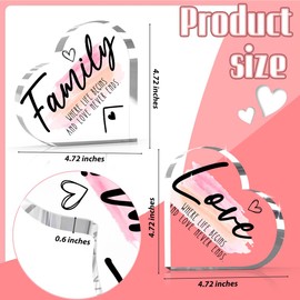 2 Pcs Table Decorations for Living Room Home - Coffee Table Heart Decor for Dining Room Shelf Housewarming Gifts New House Decoration (Family - Love)