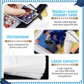 COARVXA 400 Cards Baseball Card Binder,4 Pocket with 400 Cards Trading Card Albums Sleeve Protectors,Card Storage Case Fits for Collecting Baseball,Hockey,Football,Basketball Or Gaming Trading Cards