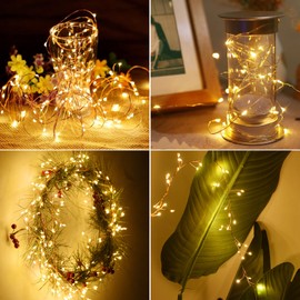 Dailyart 200 Led Fairy Lights - 16.4FT Battery Operated String Lights with Remote, 8 Modes, Waterproof for Bedroom, Christmas Tree & Wreath Decoration