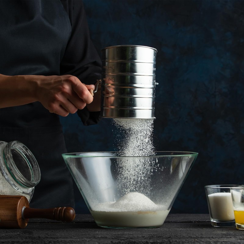 Flour Sifter for Baking, Stainless Steel 3 Cup Flour Sifter