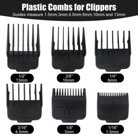 WELURE 6-Pack Guards (for Slime 2) Hair Guides Plastic Combs for TPOB Hair Cutting Multi-Lengths - Black