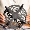 7 Inches Cast Iron Teapot Warmer Dish Cups Trivet,Round-Shaped Design
