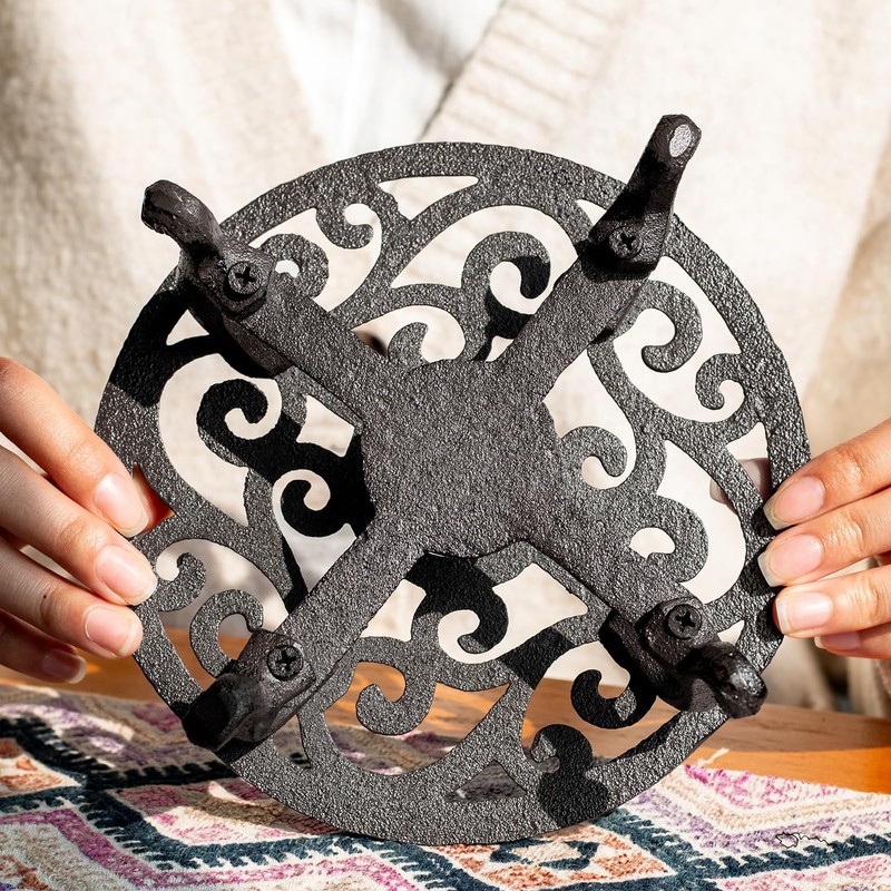 7 Inches Cast Iron Teapot Warmer Dish Cups Trivet,Round-Shaped Design