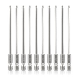 LDEXIN 10Pcs Ball End Hex Head Screwdriver Bits Set, 2mm Magnetic Tips Ball End Drill Bit Magnetic with 1/4 Inch Hex Shank, 100mm Length
