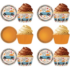 MADE IN USA Pack of 144 Thick Grease Resistant Fluted Cupcake Liners (Thanksgiving Fall Harvest)