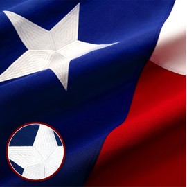 G128 Texas State Flag | 2x3 Ft | StormFlyer Series Embroidered 220GSM Spun Polyester | Embroidered Design, Indoor/Outdoor, Brass Grommets, Heavy Duty, All Weather