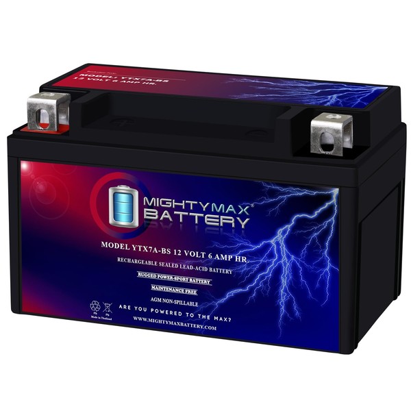 Mighty Max Battery YTX7A-BS Battery Replacement for Exide YTX7A-BS Motorcycle