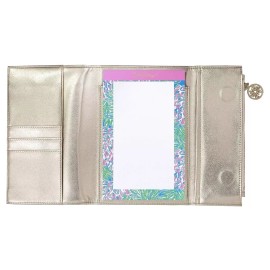 Lilly Pulitzer Gold Notepad Folio Leatherette Travel Wallet Swizzle Out NEW