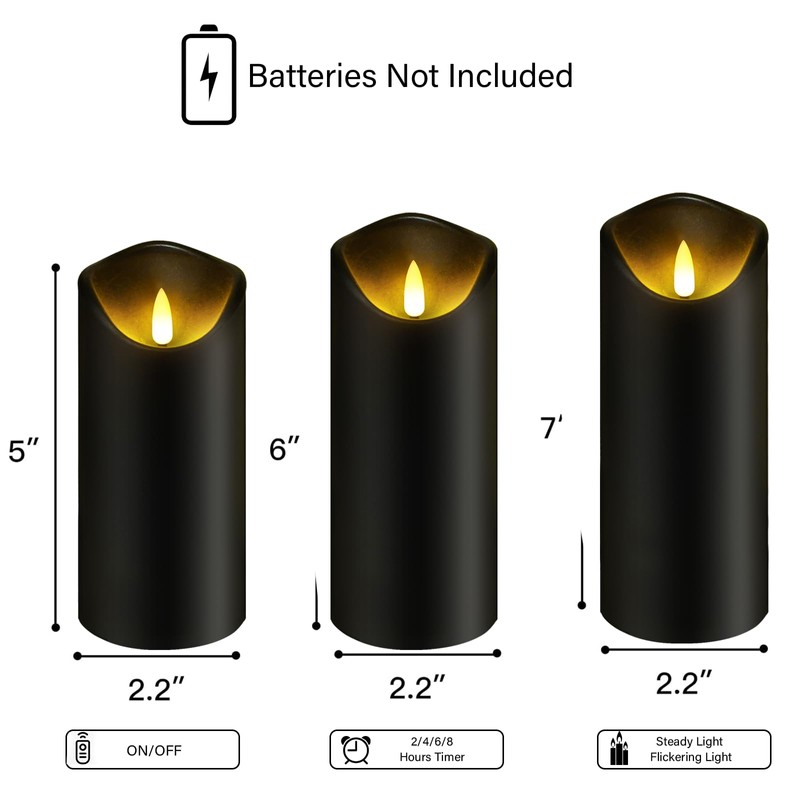kakoya Flickering Flameless Candles, Battery Operated Acrylic LED Pillar Candles