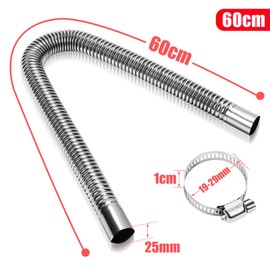 MotorMinds Exhaust Hose for Power Generator, 60 cm Car Stainless Steel Exhaust Pipe, Auxiliary Heater, Fuel Tank, Exhaust Pipe with Two Stainless Steel Clips for Diesel Heating