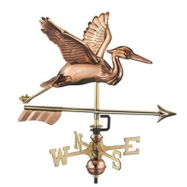 Good Directions Blue Heron with Arrow Garden Weathervane - Pure Copper with Garden Pole