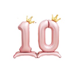 xfbbchh 40 Inch Pink Self Standing Number Balloons, Giant Jumbo Helium Foil Mylar Big Happy Birthday Number 10 Digital Balloons for Birthday Party Anniversary Wedding Decorations (pink, number 10)