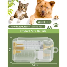 Newborn Pet Feeding Nipple Set with 5 Pacifiers, Pet Feeding Artificial Bottles Kit, Pet Pill Tablet Feeders Tools Suitable for Newborn Puppies, Kittens, Rabbits, Squirrels and Other Small Animals