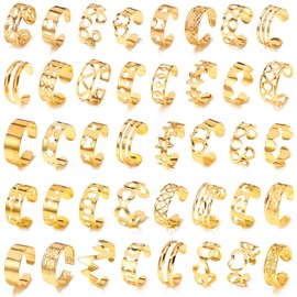 KISS WIFE Gold Toe Rings for Women, Open Adjustable Tail Ring Summer Beach Foot Jewelry Set