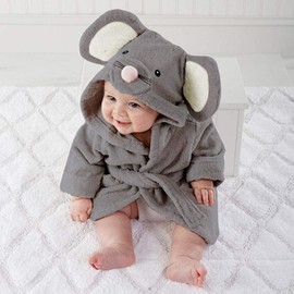 sunnymi 1-5 Years Baby Girls Children's Bathrobe Cartoon Animals Hooded Towel Pyjamas Clothing, gray