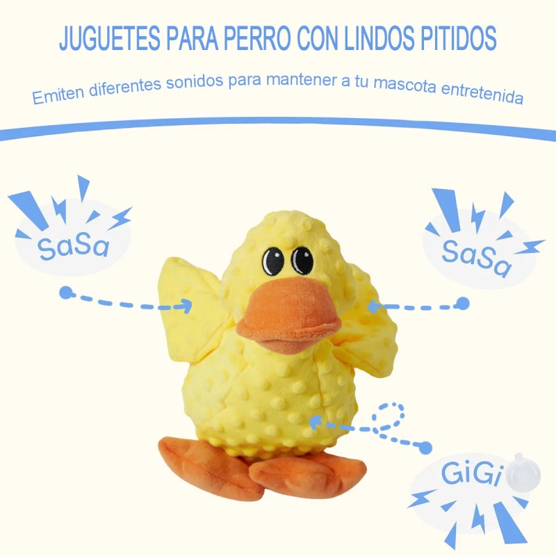 Patito De Peluche Chillón Para Perros Juguete Interactivo M Amarillo