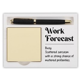 Funny Work Forecast Desk Note Holder for Coworkers Men Women, Office Organizer with Sarcastic Quote, White Wood Sticky Note Tray, Gag Gift for Boss, Employee, Admin, Colleague - FTB316