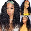 Headband Wig Human Hair Kinky Curly 20 inch None Lace