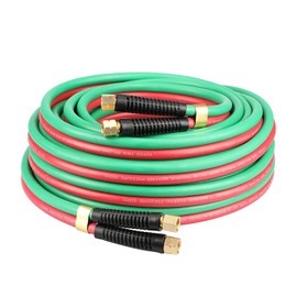 YOTOO Heavy Duty Oxygen Acetylene Hose 1/4-Inch × 50 Feet with 9/16"-18 B fittings Twin Welding Hose