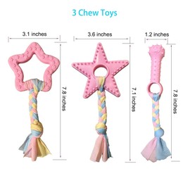 Volacopets Puppy Toys for Teething, Puppy Chew Toys for Small Dogs, Dog Toys for Small Dogs, Pink, 5-Pack