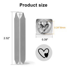 Yoption 6mm 1/4'' Double Heart Metal Stamp, Metal Punch Stamping Tool DIY Arts and Crafts Supplies for Stamping/Punching Jewelry, Clay, Leather, Wood