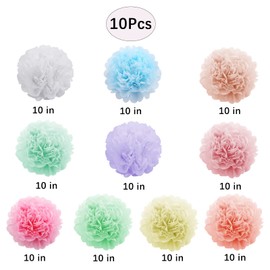 10pcs Multicolour Hanging Tissue Paper Pom Poms, Paper Flowers Ball Garlands Pompoms for Party Wedding Birthday Christmas Festival Decorations Room Decor Party Supplies