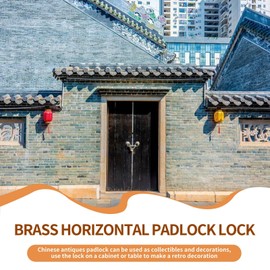 Brass Lock, Chinese Antique Lock Vintage Padlock with Key Old Style Padlock Vintage Decorative Lock Retro Padlock Vintage Antique Lock Horizontal Padlock 3.5in