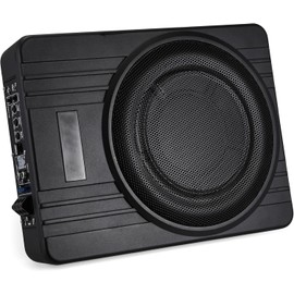 Lumirio 10 Inch Subwoofer, Subwoofer Car Audio, 600 Watt Active Powered Car Audio Amplifier Pure Bass, Super Thin for Under Seat, 12V Power Supply