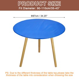 sourcing map 48-inch Round Fitted Tablecloth with Elastic Edge, Round PVC Table Cloth Waterproof Stretchable Vinyl Tables Cover Fit 35"-43" Diameter for Picnic Camping Outdoor, Blue