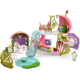 Schleich BAYALA — Glittering Flower House with Unicorns, Lake and Stable, 71-Piece Play Set with Elf Figurine and Accessories, Fairy Toys for Girls & Boys 5+