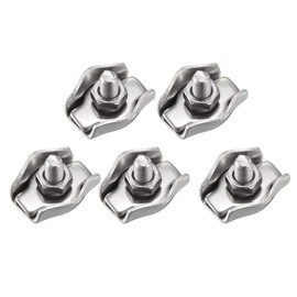 sourcing map 5 Pcs 304 Stainless Steel Single Wire Rope Clip Cable Clamp for 1.5mm-2mm Rope