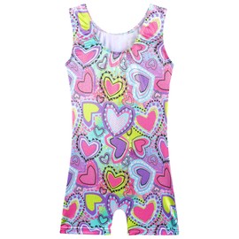Gymnastics Leotards for Girls Sleeveless Unitards Girls Sparkle Ballet Dance Bodysuit B339_PurplePinkLove_140