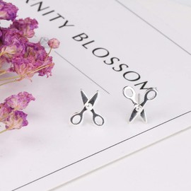 925 Sterling Silver Earrings Cute Scissors Safety Pin Earrings Hypoallergenic Plain Jewelry Gift for Best Friend Women Sterling Silver, Sterling Silver