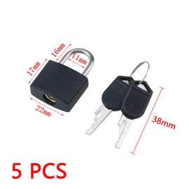 Dnyta 5 Pack Black Mini Padlocks with Keys Small Locks for Schoolbag Suitcase Backpack Luggage