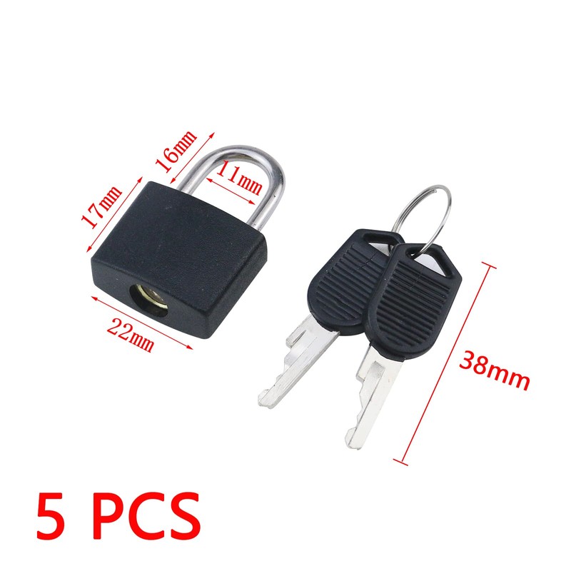 Dnyta 5 Pack Black Mini Padlocks with Keys Small Locks