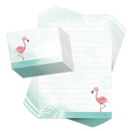 Flamingo Writing Paper Set for Children, 20 Sheets, DIN A4 with Lines, Includes 20 Printed Envelopes, Writing Paper for Children, Letter Paper Set for Children, Letter Paper Girls