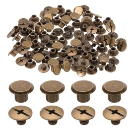 sourcing map 50set M5 x 4mm Chicago Screw Metal Phillips Head Binding Screws Post Nail Rivet Stud Screw Rivets for DIY Leather Belt Bag Craft Bookbinding, Bronze