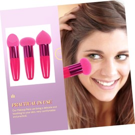 Veemoon 3 Esponjas Cosméticas Faciales para Base de Maquillaje, Pinceles de Esponja de Belleza Secos y Húmedos, Color Rosa Fucsia, Tamaño Pequeño, para Uso Profesional y Diario en Hogar