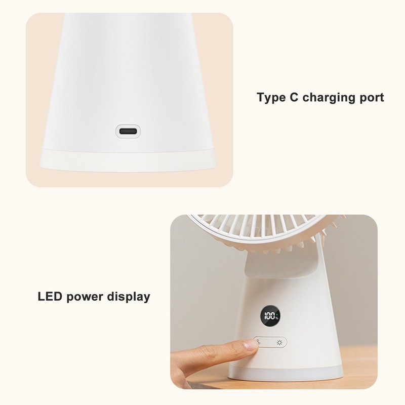 Desktop Fan Portable 5 Speed Power Display Quiet USB Rechargeable