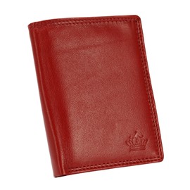 Manza Men's Leather Wallet with RFID Protection - Genuine Leather Wallet for Men - Extra Sturdy Double Stitching - 13 Slots for Credit Cards - Wallet in Portrait Format, red, Portrait