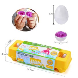 JUNBESTN Easter Matching Eggs Connect Eggs Parlour Games Toys Gifts for 1 2 3 Years Old Kids Toddler Baby Girls Boys Shape Color