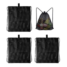 AIMALL 4 PCS Portable Mesh Drawstring Backpack - Lightweight Nylon Storage Bag for Fruits, Vegetables, Beach Gear, Sports Equipment, and Dirty Clothes