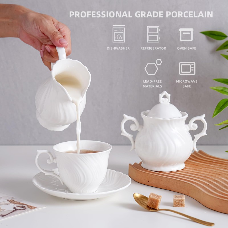 Agyiuns Sugar and Creamer Set Ceramic, Creamer Pitcher and Sugar