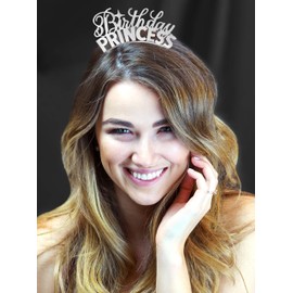 RhinestoneSash 16th Birthday Tiara Set Metallic Silver - 2PC SET - Happy 16 Sparkle Silver Birthday Tiara and Birthday Princess Silver Set - 16th Birthday Decor, Birthday Sets HdBd(2PC16) SLVSLV