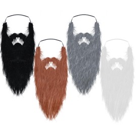 Bgfhna 4 Pcs Long Fake Beards Wizard Beard Dwarf Gnome Beard Costume Accessories Dress Up for Party Cosplay Supplies