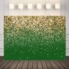 LYCGS 8x6ft Green and Gold Backdrop Birthday Gold Spots Bokeh