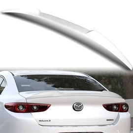 HYPERSPEED W-Power Trunk Spoiler Wing Lid Rear Tail Lip kit ABS V-Style Fit for 2019 2020 2021 2022 2023 Mazda 3 Mazda3 Sedan, Car Mods Exterior Accessories Replacement Parts Assembly (Pearl White)