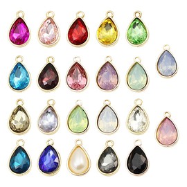 Zayookey Pack of 22 Water Drop Pendant Charms Beads Teardrop Shape Rhinestone Jewellery for DIY Bracelets Necklaces Earring Making, Metal, No Gemstone